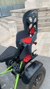 Child seat installed on an e-Rider vehicle