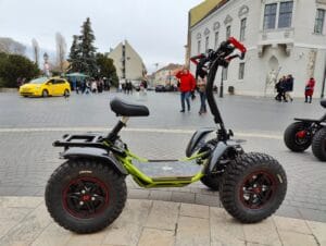 An electric Easy Rider vehicle in the square of the Castle District in Budapest